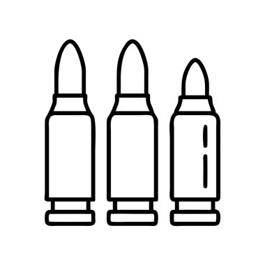 Üç mermi ana hatları simgesi seti, cephane konsepti