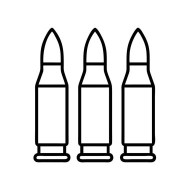 Ana hatlı askeri mühimmat mermi ikonu basit ayarlandı