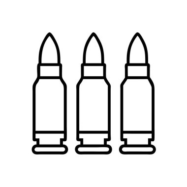 Silahlar için üç modern tüfek mermisi taslak simgesi