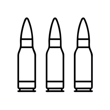 Üç basit sanat eseri mermisi cephaneyi temsil ediyor.