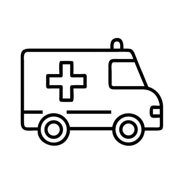 Acil bakım için ambulans aracı çizgisi resim simgesi