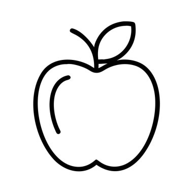 Taze bir elma ikonunun basit siyah tasviri