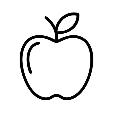 Sapı ve yaprak vektör sanatı olan basit elma çizgisi simgesi