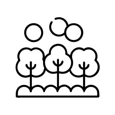 Ağaçlar ve bulut vektörlü orman simgesi çizimi