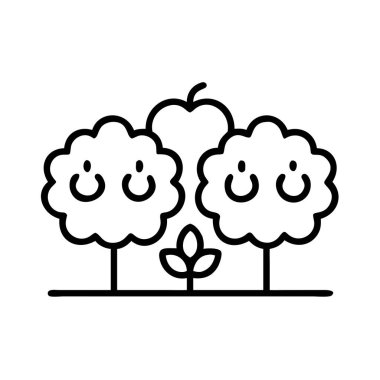 Dost canlısı mutlu ağaçlar, elma ve küçük bir bitki..