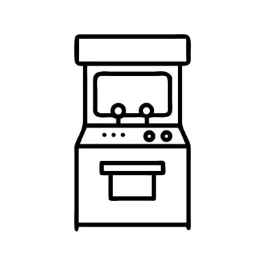 Retro oyun makinesi karalama vektör çizgisi resim simgesi