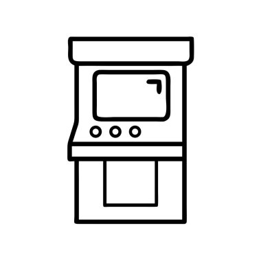 Retro arcade oyun makinesi ana hatları simge çizimi