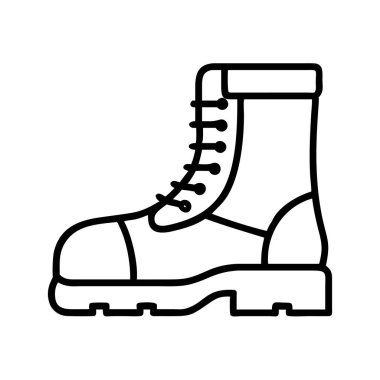 Bağcıklı iş çizmesi taslak simgesi, sağlam taban tabanı