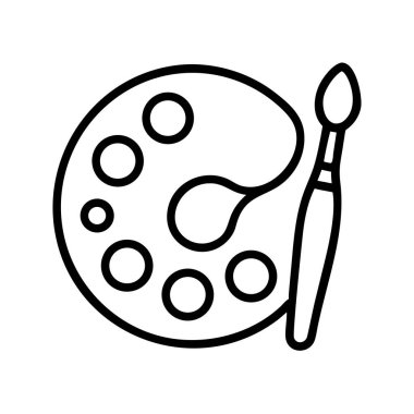 Sanat paleti ve boya fırçası ana hatları simge çizimi