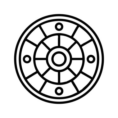 Merkezi ve dış halkaları olan dairesel segmentli simge