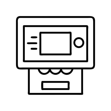 Ekran ve yuva ile otomatik veznedar makinesi sembolü