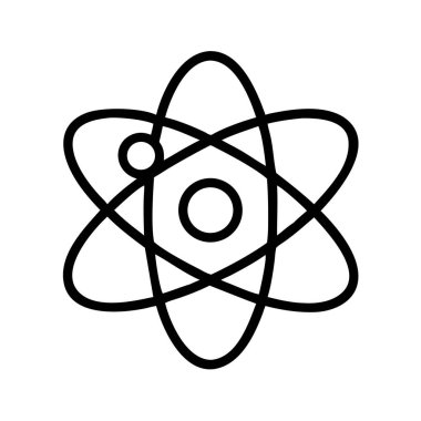 Bilimsel araştırmaları sembolize eden stilize edilmiş atom modeli simgesi
