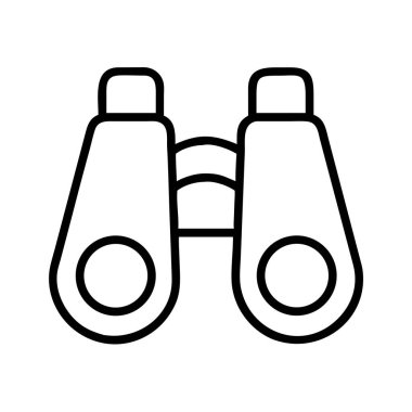 Uzun mesafeli görüşü, keşfi ve keşfi sembolize eden, dürbünün ince çizgili sanat simgesi. Web, baskı ve UI tasarım sergi macerası ve gözlem için mükemmel.