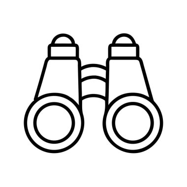 Dürbünün minimalist siyah ana hat vektör simgesi, gözlem, öngörü, keşif, macera, arama ve uzaktan izleme gibi kavramları temsil etmek için idealdir.