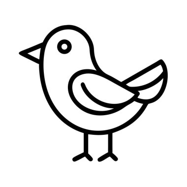 Uygulamalar, web siteleri veya baskılar için ideal, küçük bir kuşun minimalist siyah beyaz çizgi sanat vektör simgesi. Vahşi yaşamı, ilkbaharı, tweet 'i ve özgürlüğü berraklıkla temsil eder..
