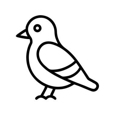 Dijital arayüzler, eğitim içeriği, ekolojik temalar ya da temiz bir hayvan sembolüne ihtiyaç duyan herhangi bir proje için ideal küçük bir kuşun minimalist siyah çizgi resim çizimi.