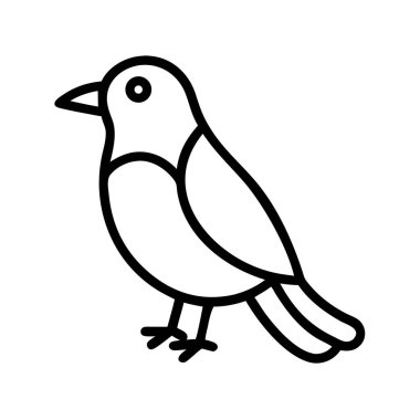 Dijital arayüzler, eğitim materyalleri ve doğa temalı grafikler için ideal, ayakta duran küçük bir kuşun temiz, minimalist vektör taslağı. Kolayca yeniden boyutlandırılabilir.