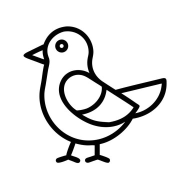 Küçük bir kuşun çekici, temiz ve minimalist vektör simgesi. Basit bir taslak tarzında çizilmiş. Çocuk kitapları, uygulamaları ve markalaşma için ideal..