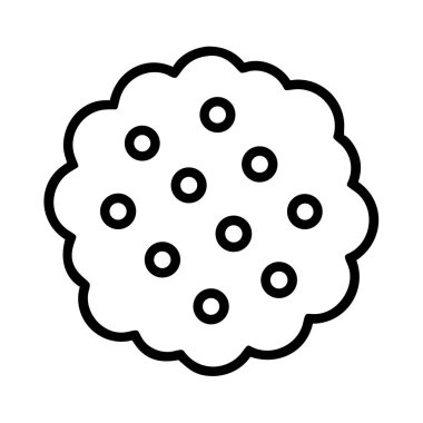 Çipleri tasvir eden, küçük daire detaylarıyla süslenmiş, deniz taraklı bir kurabiyenin basit bir tasviri. Tatlı, fırın, aperatif ya da yiyecekle ilgili tasarım ve uygulamalar için ideal.