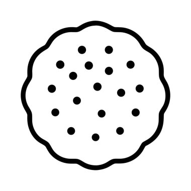 Çikolata parçalı leziz yuvarlak kurabiye, fırın menüleri, atıştırmalık paketleri, tatlı ikram promosyonları ve tatlıyla ilgili grafik tasarımları içeren minimalist bir vektör çizimi..