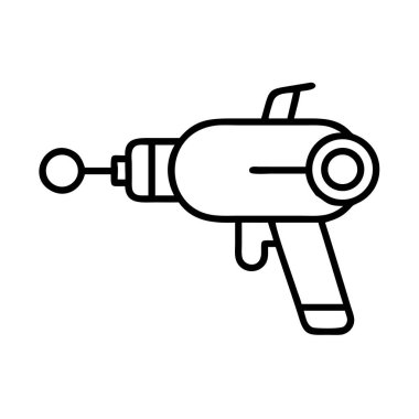 Klasik bilim kurgu ışın tabancası ya da lazer tabancasının temiz ve basit bir çizgisi çizimi teknoloji, oyun ya da retro-temalı tasarım kavramları için mükemmel. İzole edilmiş grafik.