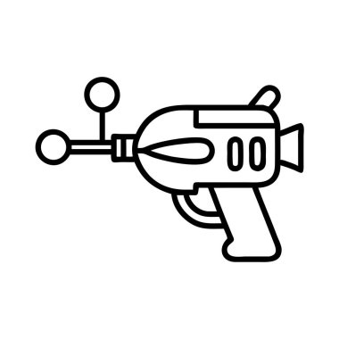 Klasik bir bilim kurgu ışın silahının basit bir sanat simgesi. Klasik teknoloji, fütüristik silah tasarımları, oyun unsurları ve dijital projelerde nostaljik uzay keşfi temaları için idealdir..