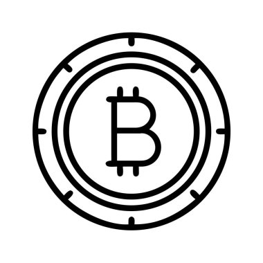 Bitcoin kripto para birimini gösteren basit bir çizgi sanat ikonu. Bu sembol dijital para birimini, engelleme teknolojisini ve finansın geleceğini temsil ediyor..