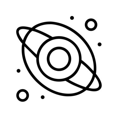 Belirgin yörünge halkalarına sahip, küçük noktalarla çevrili biçimlendirilmiş bir gezegeni tasvir eden temiz, minimalist bir taslak. Uzay, astronomi, bilim ya da teknoloji tasarımları için mükemmel..
