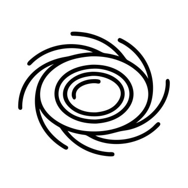 Kasırga, kasırga ya da girdabı temsil eden basit ama etkili bir siyah ana hat ikonu. Bu vektör çizimi güçlü doğal güçleri, tehlikeyi ve şiddetli hava uyarısını sembolize eder..