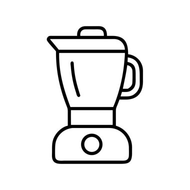 Bir mutfak blender cihazını tasvir eden temiz ve modern bir vektör ana hatları simgesi. Yemek pişirme, sağlıklı beslenme, yemek tarifleri ve ev kullanımına ilişkin çeşitli tasarım projeleri için idealdir. Web siteleri için mükemmel.