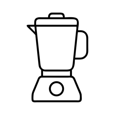 Mutfak blendırının çizgi sanat vektör simgesi, smoothie, çorba ve püre yapmak için çok yönlü bir cihaz. Sağlıklı yemek ve modern mutfaklar için gerekli..