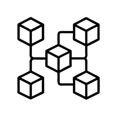 Merkezi olmayan bir engelleme ağını temsil eden taslak simgesi. Birbirine bağlı veri bloklarını, dağıtılmış defter teknolojisini ve dijital bilgi akışını görselleştirir. Fintech, kripto para birimi ve bilişim kavramları için ideal.