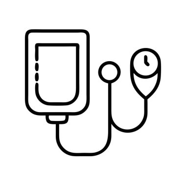 Bu kesin çizgi sanatı gelişmiş bir zamanlama mekanizmasına bağlı damar içi (IV) sıvı torbasını, kritik tıbbi tedaviyi, hasta bakımını ve sağlık ortamlarındaki hassas ilaç dağıtımını sembolize eder..