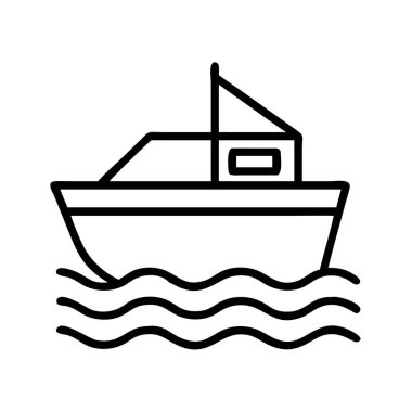 Okyanustaki eğlence teknesini tasvir eden basit bir vektör çizgisi çizimi. Web tasarımı, uygulama arayüzleri, yazdırma materyalleri ve eğitim içeriği projeleri için mükemmel.