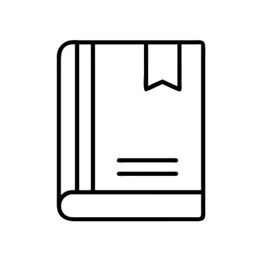 Kitap ayracı, bilgi, eğitim, öğrenme ve edebiyatı temsil eden temiz ve basit bir sanat simgesi. Web siteleri, uygulamalar ve okul, kütüphaneler, bilgelik veya hikaye anlatma ile ilgili sunumlar için idealdir, net bir görsel sunum sunar.