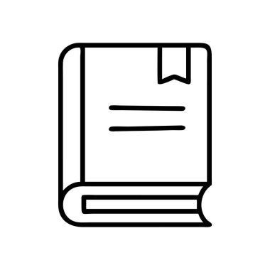 Sayısal medyada okuma, eğitim, çalışma, kütüphane ve entellektüel uğraşların temaları için mükemmel bir kitap ve iki metin satırının yer aldığı temiz, modern bir satır simgesi.