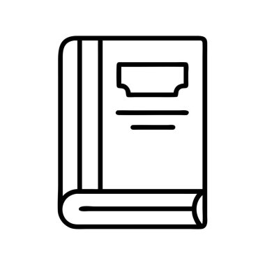 Kapalı bir kitap ikonunun yer aldığı temiz çizgi çizimi. Eğitim materyalleri, eğitim rehberleri, okuma uygulamaları, edebiyat veya arşiv içeriği tasarımları için ideal.
