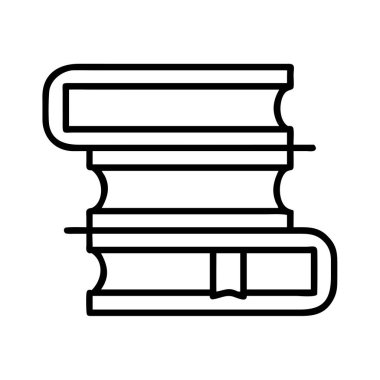 Yatay olarak dizilmiş, temiz siyah bir hatla tasvir edilmiş üç kitaptan oluşan minimalist bir vektör çizimi. Öğrenim, okuma, akademi ve bilgi ile ilgili kavramlar için ideal.