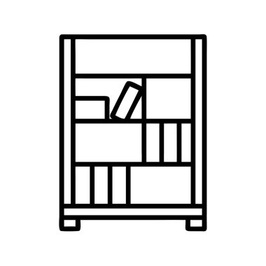 Kitaplarla dolu, bilgeliği, çalışmayı ve edebiyat koleksiyonlarını sembolize eden bir kitaplığın basit vektör taslağı. Web, baskı ve eğitim materyalleri için ideal.