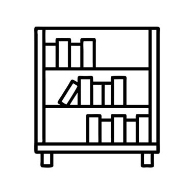 Kitaplarla dolu, eğitimi, edebiyatı, bilgiyi, eğitimi ve akademik kaynakları mükemmel bir şekilde temsil eden bir kitaplığın temiz ve basit bir vektör özeti.