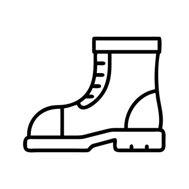 Dayanıklı bir iş botunun basit, temiz, siyah çizgi sanat simgesi. Güvenlik, inşaat, yürüyüş ya da koruyucu ayakkabılar için bir sembole ihtiyaç duyan çeşitli uygulamalar için uygun. Çok yönlülük için izole edilmiş.