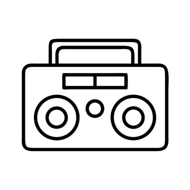 Eski usul bir getto silahı ya da kaset çaların basit bir çizim çizimi. Müzik, retro, ses, ses ve eğlence tasarımları için ideal. İzole vektör simgesi.