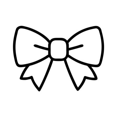 Beyaz arka planda klasik bir kurdele fiyonkunun minimalist siyah çizgisi çizimi. Tatil tasarımları, hediye paketleme, etkinlik davetiyeleri, web grafikleri ve uygulama arayüzleri için ideal.