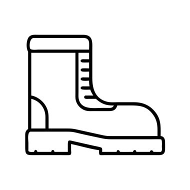 Tek bir güvenlik botunun çizgili çizimi sanayi, inşaat ve açık hava iş temaları için idealdir. Tehlikeli ortamlarda koruma ve dayanıklılığı temsil eder.