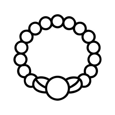İnci kolye ya da bileziğe benzeyen klasik boncuklu bir mücevherin minimalist vektör çizimi. Moda, lüks, web tasarımı veya aksesuarlar için ideal.
