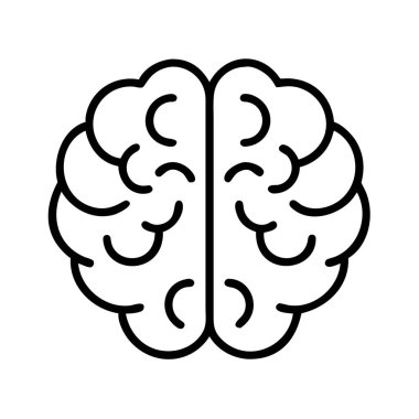 Zihni, bilişseli ve zihnin çeşitli tasarım projeleri için gücünü temsil eden açık siyah bir hatla betimlenen insan beyninin basit bir temsili..