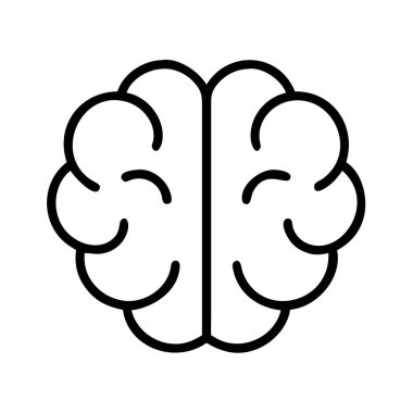 Bir insan beyninin minimalist çizgi sanat simgesi, zekayı, eğitimi, hafızayı, yaratıcılığı ve zihinsel sağlığı sembolize ediyor. Dijital projeler, eğitim içeriği ve nörobilim temaları için ideal.