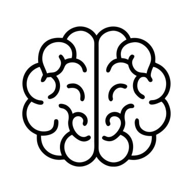 Zeka, eleştirel düşünce, zihinsel sağlık, eğitim ve bilimsel araştırmalarla ilgili tasarımlar için mükemmel bir insan beyni ikonu. Basit grafik.