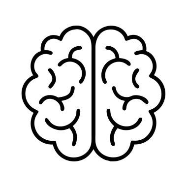 İnsan beyninin minimalist çizgi sanat simgesi, düşünce, zeka, yaratıcılık, öğrenme ve akıl sağlığı kavramlarını gösteriyor. Eğitim ve tıbbi tasarım için ideal.