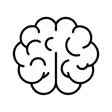 Zihni, hafızayı, eğitimi, psikolojiyi ve çeşitli tasarımlar için bilişsel fonksiyonları sembolize eden, insan beyninin temiz, minimalist bir sanat çizgisi çizimi..